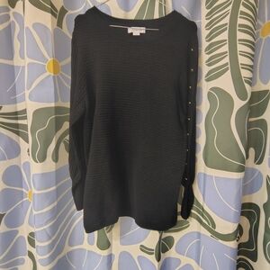 Claiborne Black Sweater with Gold Button Accents